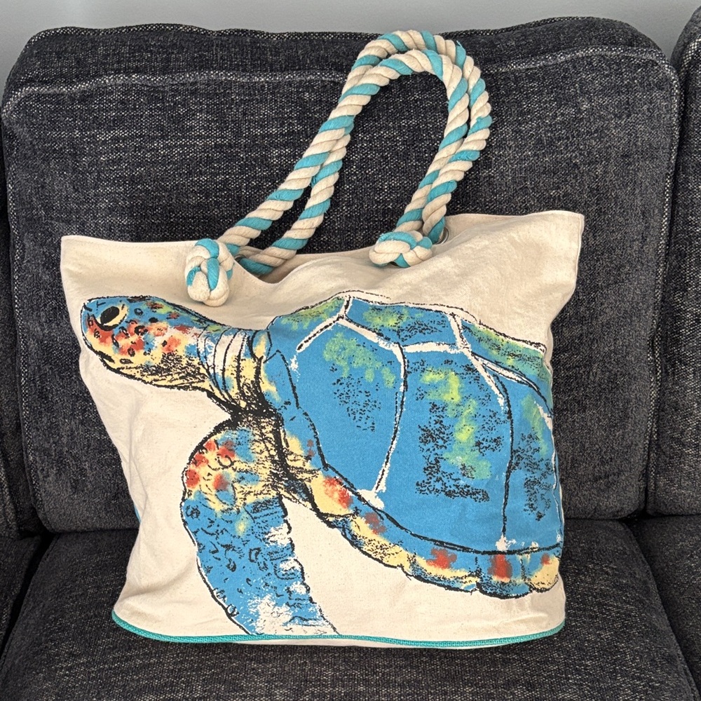Stylish Colorful Sea Turtle Canvas Tote Bag